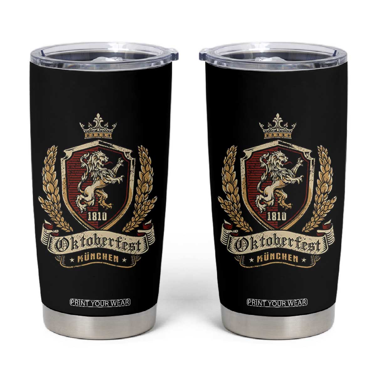 Oktoberfest Munchen Lion Crest Tumbler Cup Classic Bavarian Festival TS02 Black Print Your Wear
