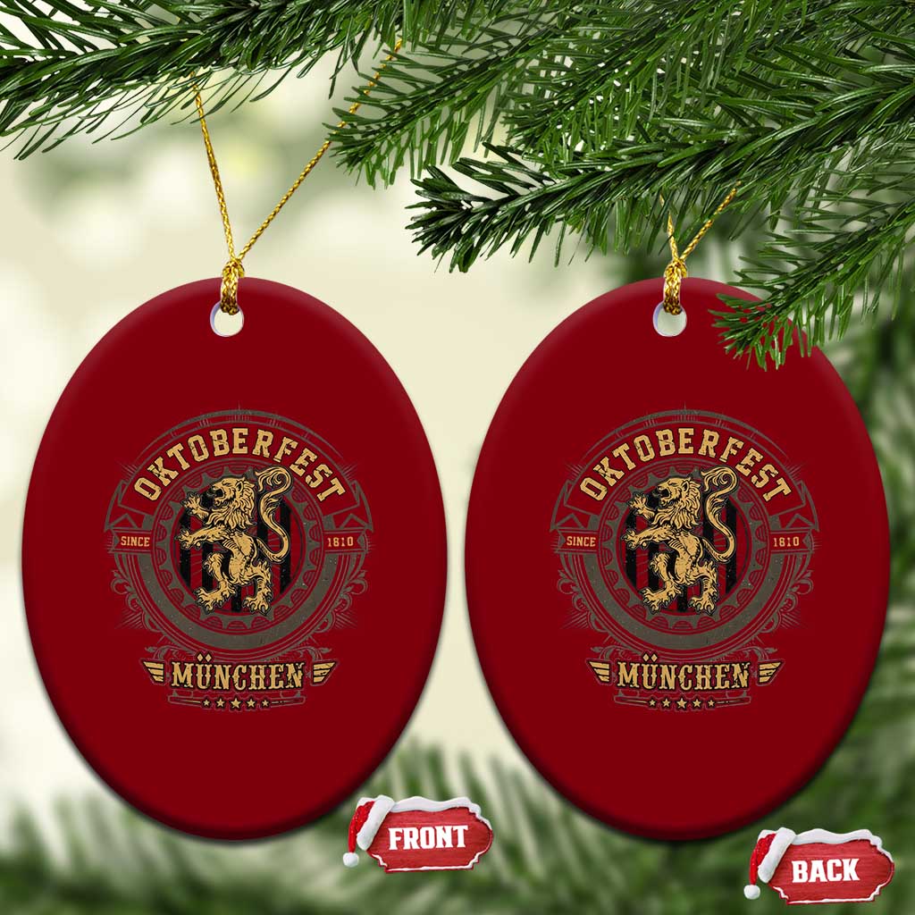 Oktoberfest Munchen Ceramic Ornament Munich Vintage Round Emblem with Bavarian Lion TS02 Print Your Wear