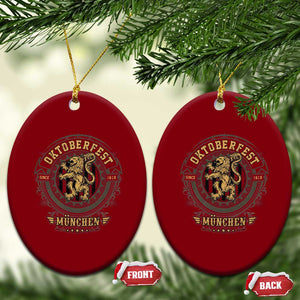 Oktoberfest Munchen Ceramic Ornament Munich Vintage Round Emblem with Bavarian Lion TS02 Print Your Wear