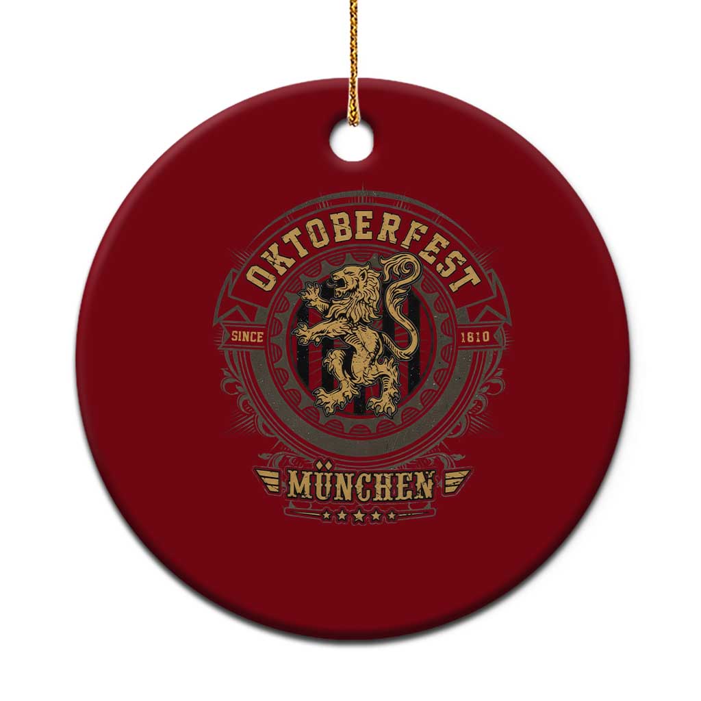 Oktoberfest Munchen Ceramic Ornament Munich Vintage Round Emblem with Bavarian Lion TS02 1pc Red Print Your Wear