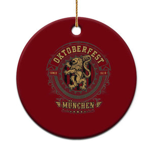 Oktoberfest Munchen Ceramic Ornament Munich Vintage Round Emblem with Bavarian Lion TS02 1pc Red Print Your Wear