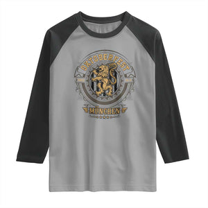 Oktoberfest Munchen Raglan Shirt Munich Vintage Round Emblem with Bavarian Lion TS02 Sport Gray Black Print Your Wear