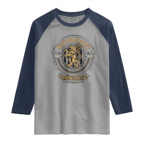 Oktoberfest Munchen Raglan Shirt Munich Vintage Round Emblem with Bavarian Lion TS02 Sport Gray Navy Print Your Wear
