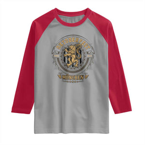 Oktoberfest Munchen Raglan Shirt Munich Vintage Round Emblem with Bavarian Lion TS02 Sport Gray Red Print Your Wear