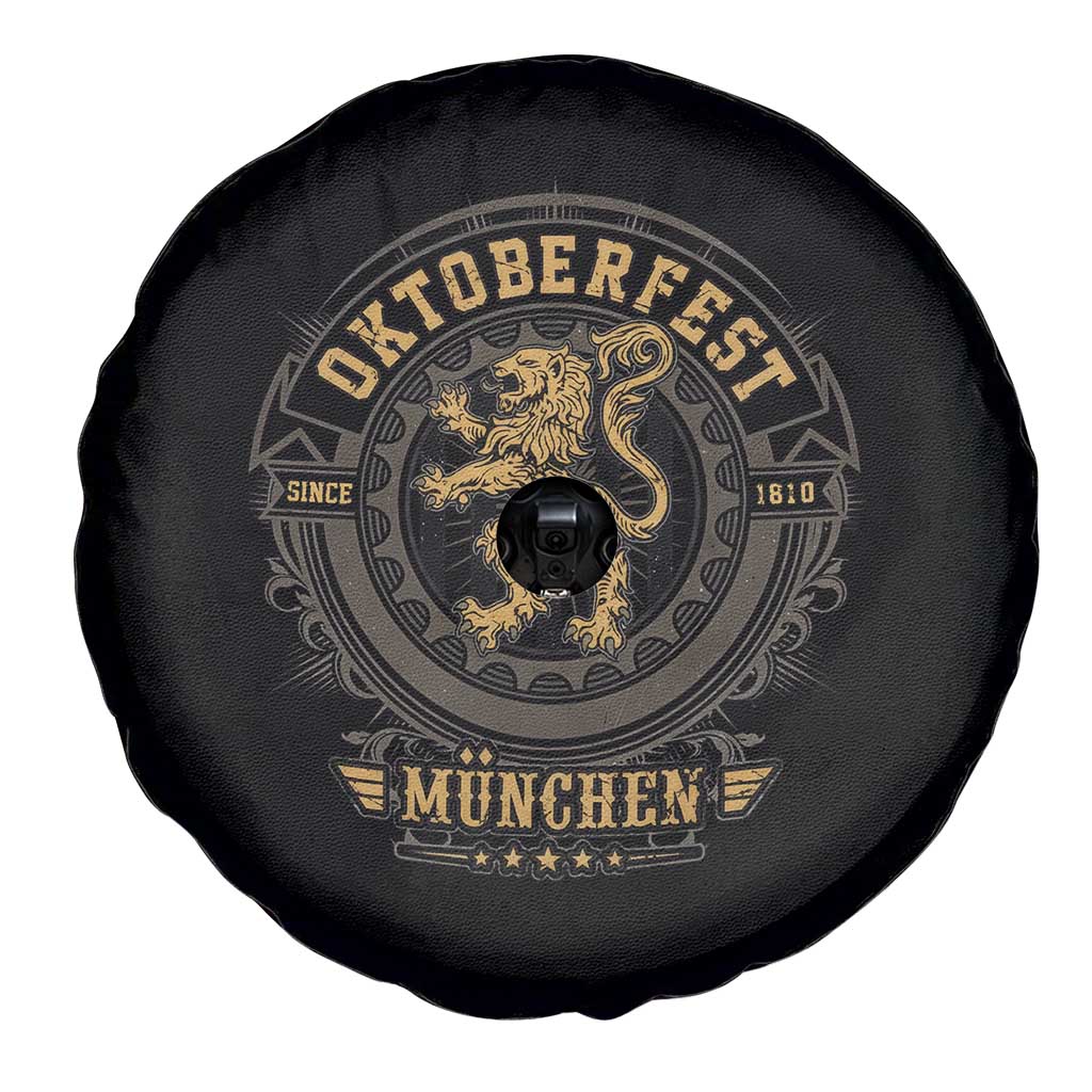 Oktoberfest Munchen Spare Tire Cover Munich Vintage Round Emblem with Bavarian Lion TS02 Print Your Wear