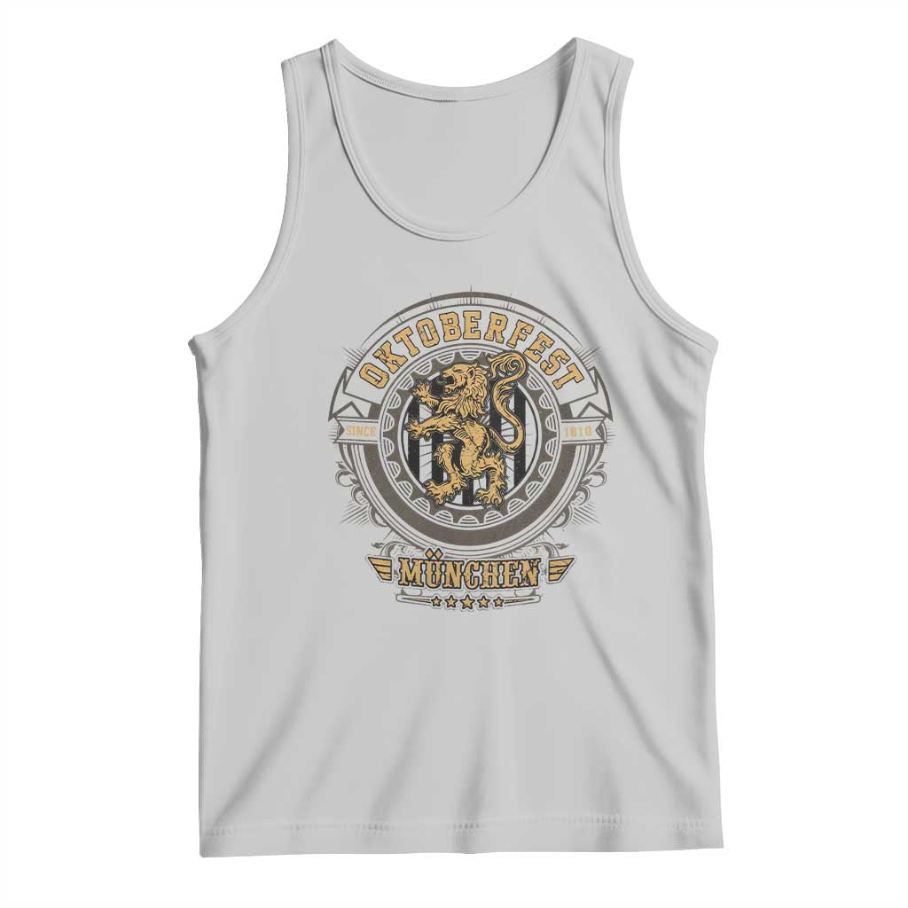 Oktoberfest Munchen Tank Top Munich Vintage Round Emblem with Bavarian Lion TS02 Ash Print Your Wear