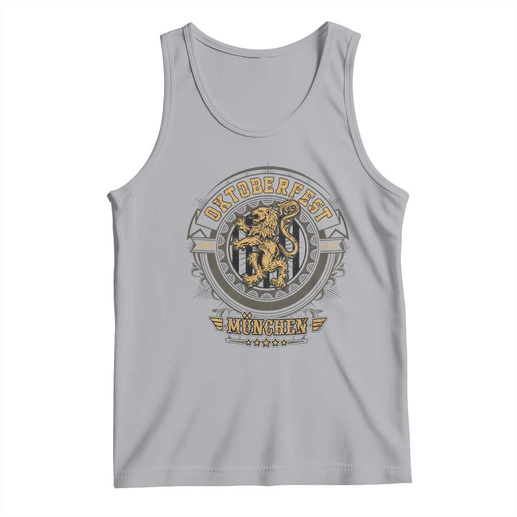 Oktoberfest Munchen Tank Top Munich Vintage Round Emblem with Bavarian Lion TS02 Athletic Heather Print Your Wear