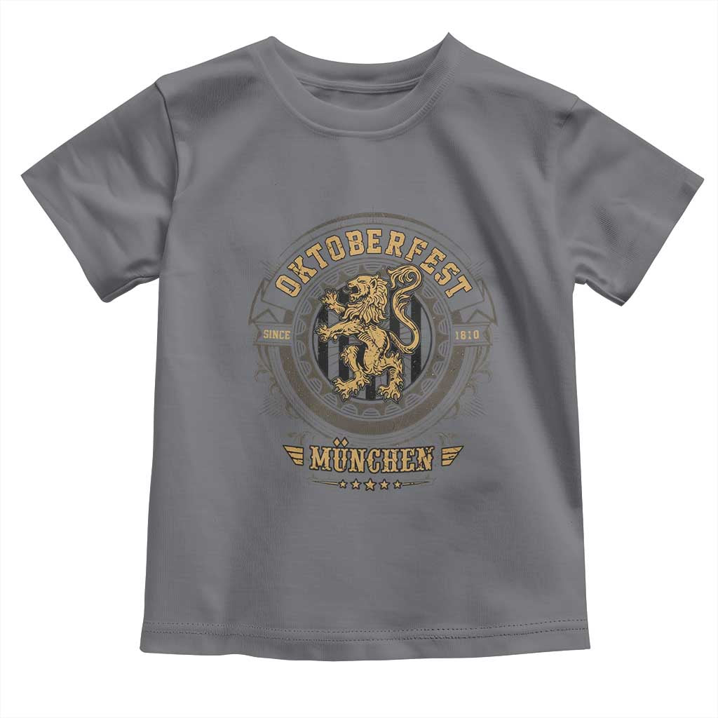 Oktoberfest Munchen Toddler T Shirt Munich Vintage Round Emblem with Bavarian Lion TS02 Charcoal Print Your Wear