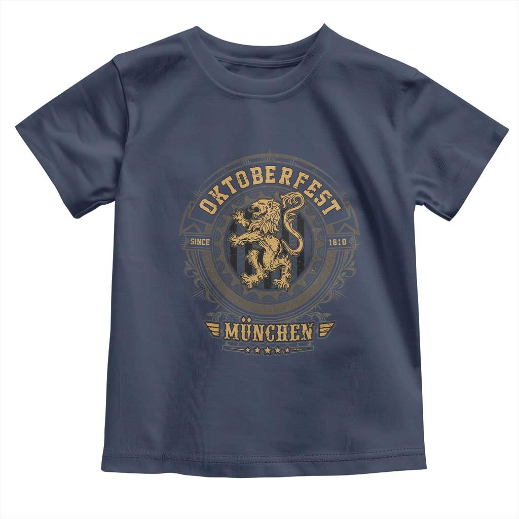 Oktoberfest Munchen Toddler T Shirt Munich Vintage Round Emblem with Bavarian Lion TS02 Navy Print Your Wear