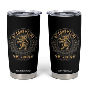 Oktoberfest Munchen Tumbler Cup Munich Vintage Round Emblem with Bavarian Lion TS02 Black Print Your Wear