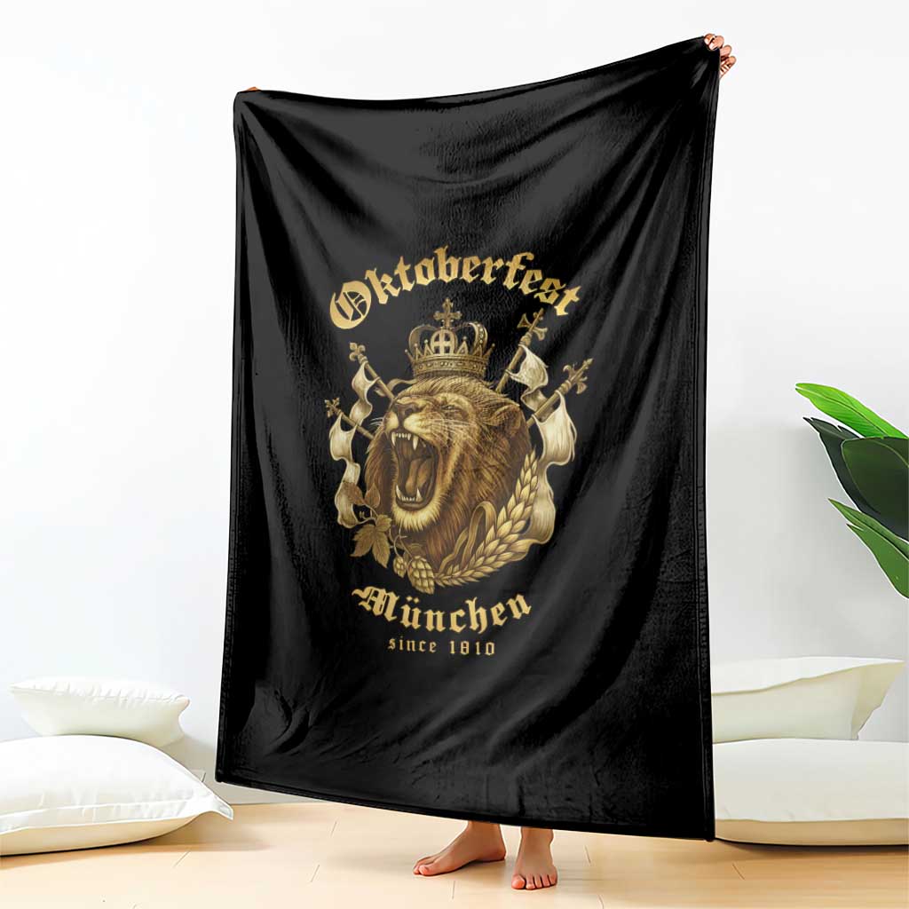 Oktoberfest Munchen Roaring Lion Throw Blanket Since 1810 Crown and Beer Weapon TS02 Print Your Wear