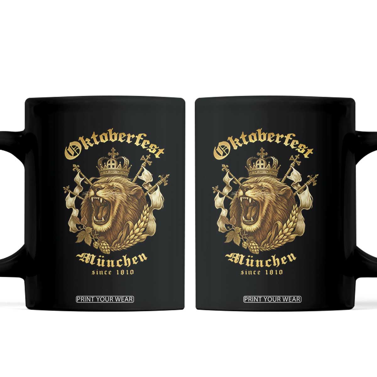 Oktoberfest Munchen Roaring Lion Coffee Mug Since 1810 Crown and Beer Weapon TS02 Black Print Your Wear