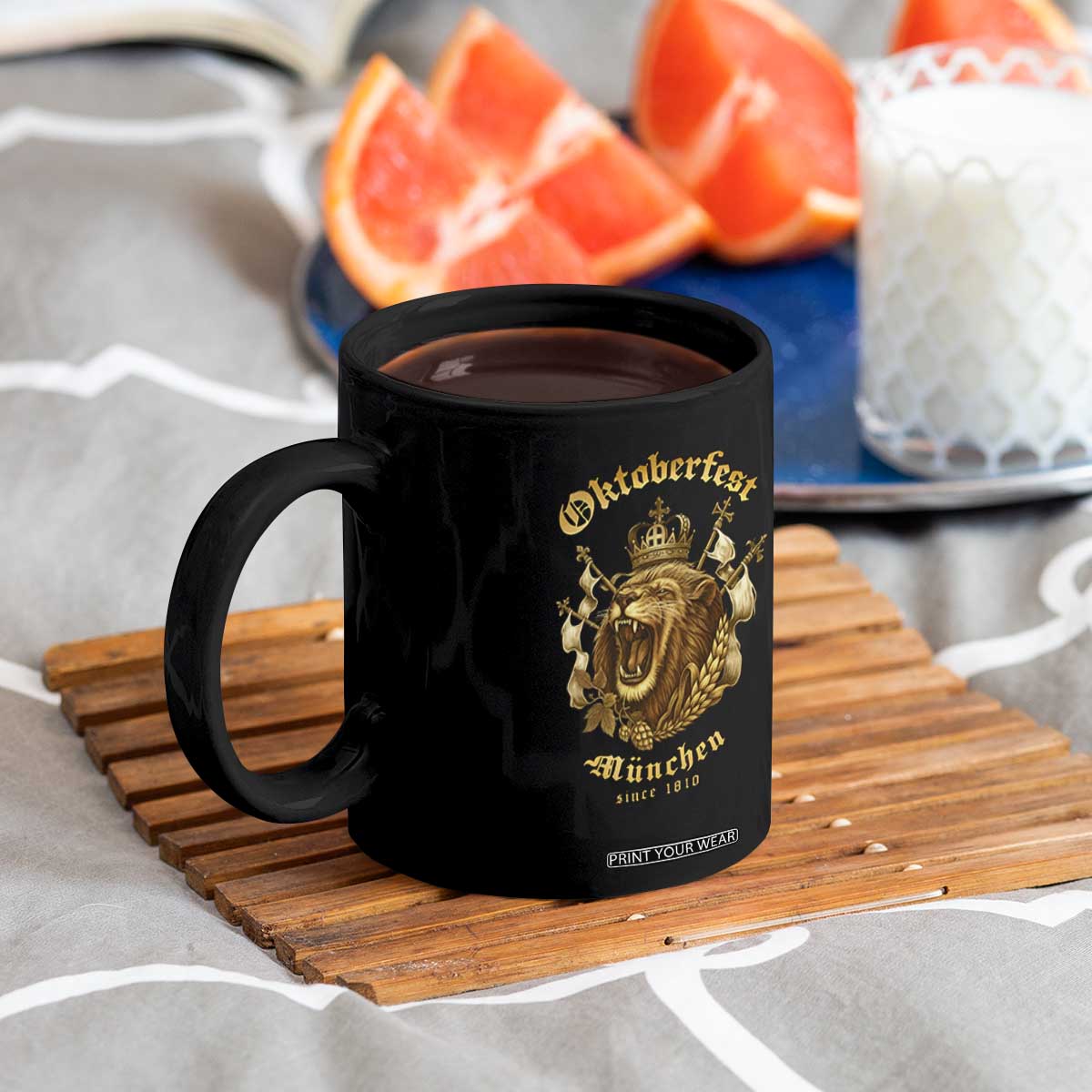 Oktoberfest Munchen Roaring Lion Coffee Mug Since 1810 Crown and Beer Weapon TS02 Print Your Wear