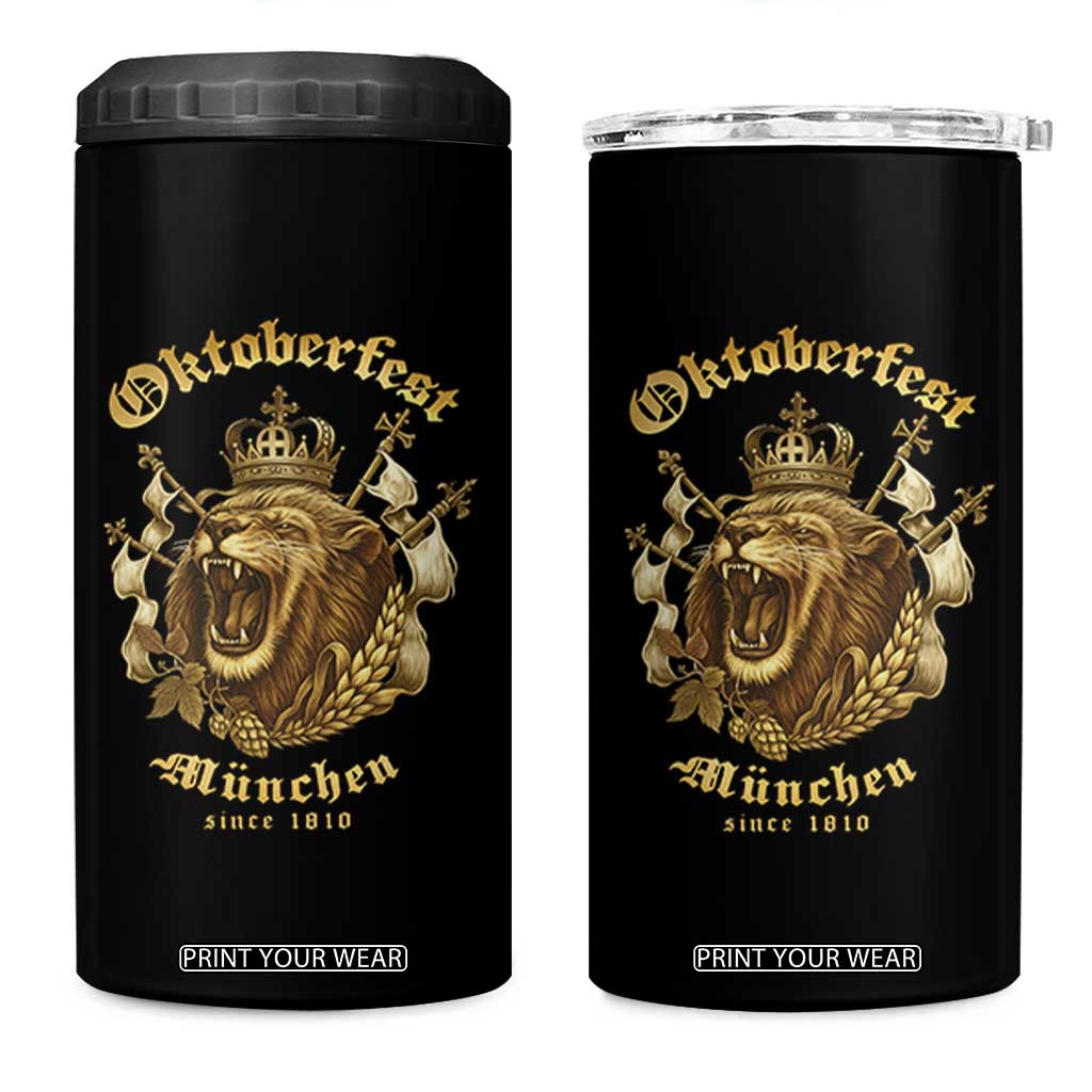 Oktoberfest Munchen Roaring Lion 4 in 1 Can Cooler Tumbler Since 1810 Crown and Beer Weapon TS02 One Size: 16 oz Black Print Your Wear