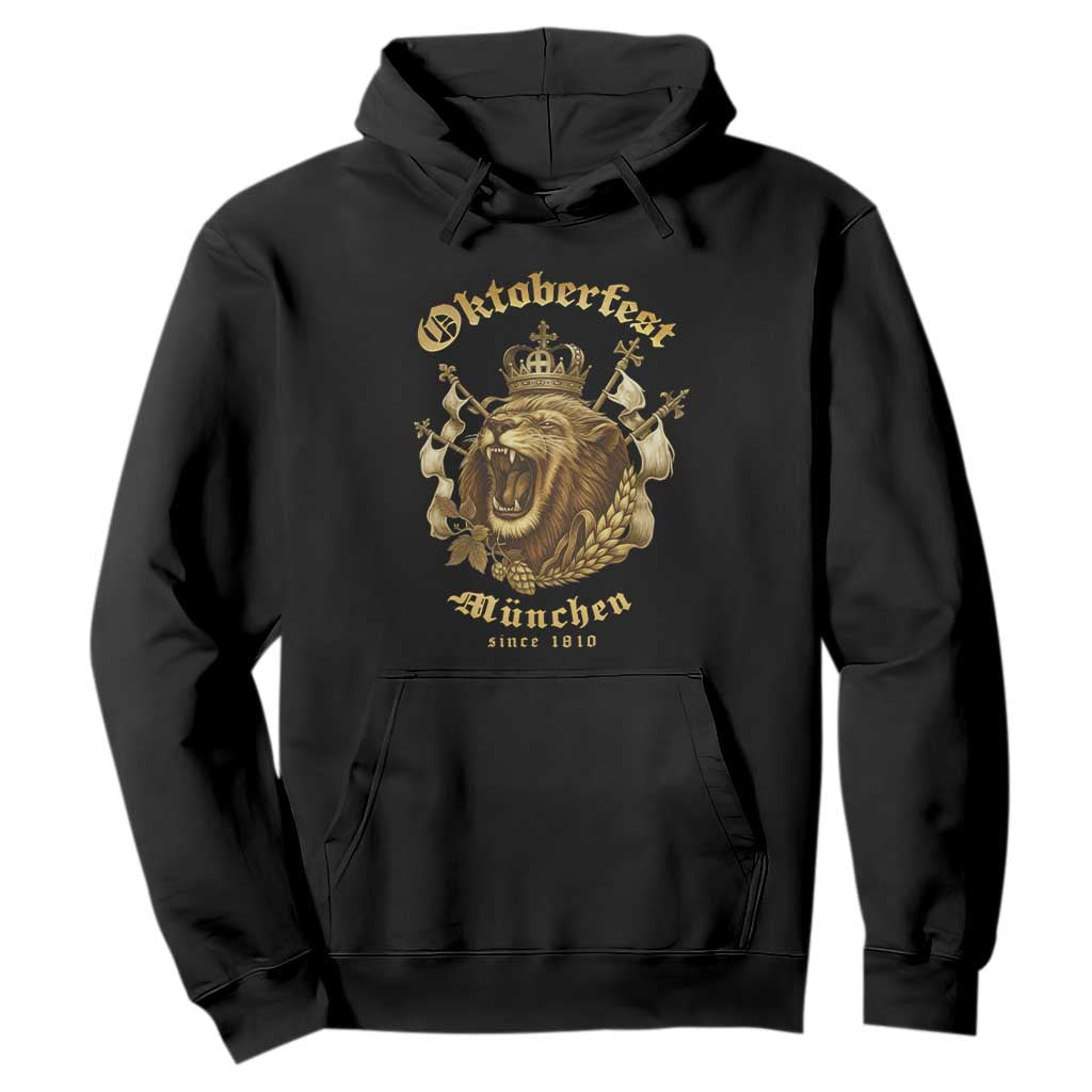 Oktoberfest Munchen Roaring Lion Hoodie Since 1810 Crown and Beer Weapon TS02 Black Print Your Wear