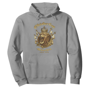 Oktoberfest Munchen Roaring Lion Hoodie Since 1810 Crown and Beer Weapon TS02 Sport Gray Print Your Wear