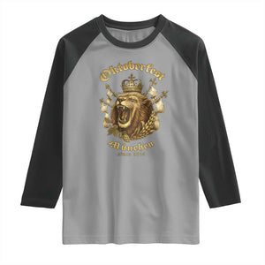 Oktoberfest Munchen Roaring Lion Raglan Shirt Since 1810 Crown and Beer Weapon TS02 Sport Gray Black Print Your Wear