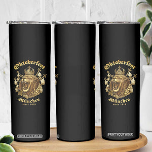 Oktoberfest Munchen Roaring Lion Skinny Tumbler Since 1810 Crown and Beer Weapon TS02 Print Your Wear