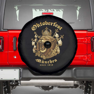 Oktoberfest Munchen Roaring Lion Spare Tire Cover Since 1810 Crown and Beer Weapon TS02 Black Print Your Wear