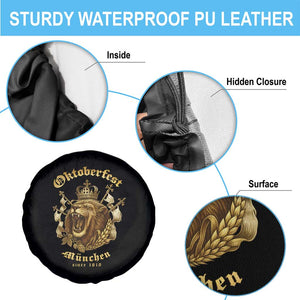 Oktoberfest Munchen Roaring Lion Spare Tire Cover Since 1810 Crown and Beer Weapon TS02 Print Your Wear