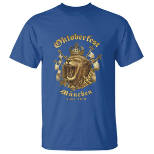 Oktoberfest Munchen Roaring Lion T Shirt Since 1810 Crown and Beer Weapon TS02 Royal Blue Print Your Wear