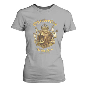 Oktoberfest Munchen Roaring Lion T Shirt For Women Since 1810 Crown and Beer Weapon TS02 Sport Gray Print Your Wear
