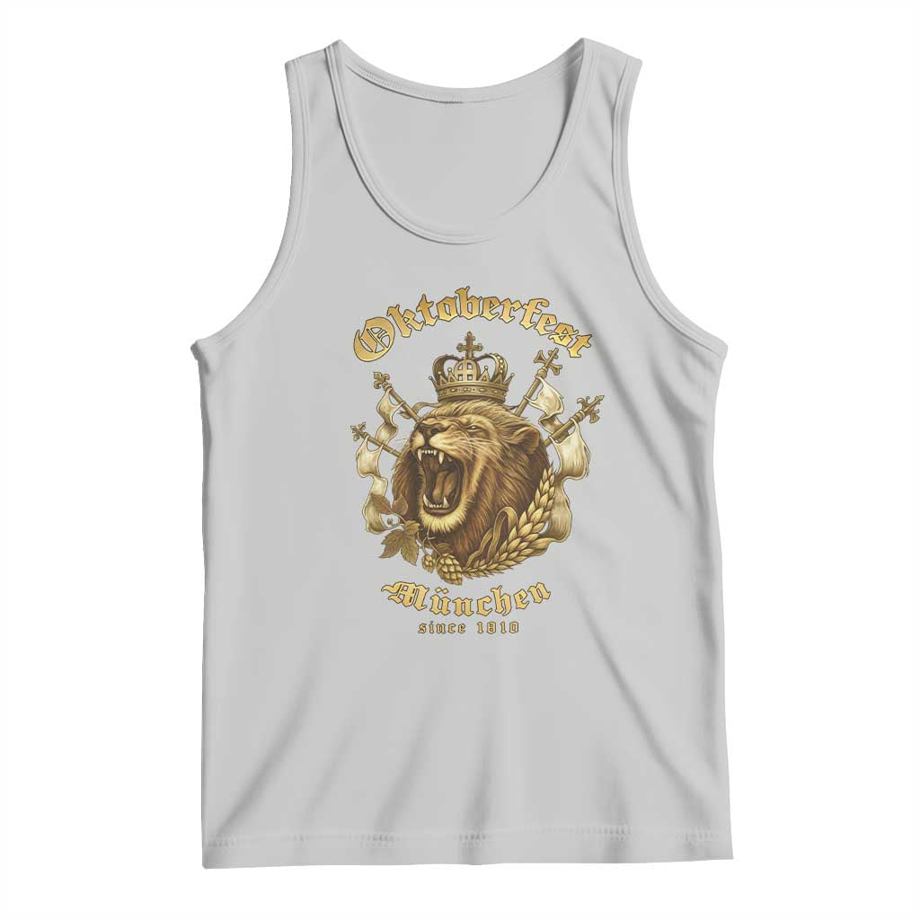 Oktoberfest Munchen Roaring Lion Tank Top Since 1810 Crown and Beer Weapon TS02 Ash Print Your Wear