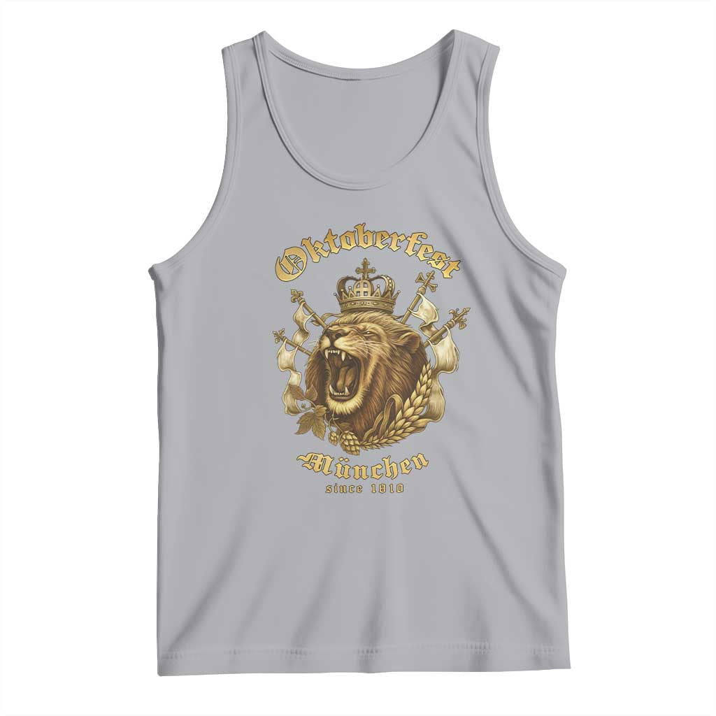 Oktoberfest Munchen Roaring Lion Tank Top Since 1810 Crown and Beer Weapon TS02 Athletic Heather Print Your Wear