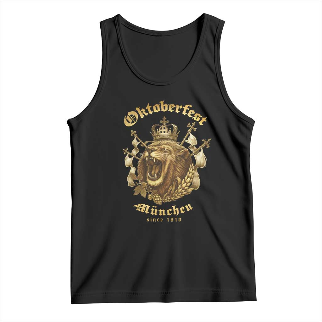 Oktoberfest Munchen Roaring Lion Tank Top Since 1810 Crown and Beer Weapon TS02 Black Print Your Wear