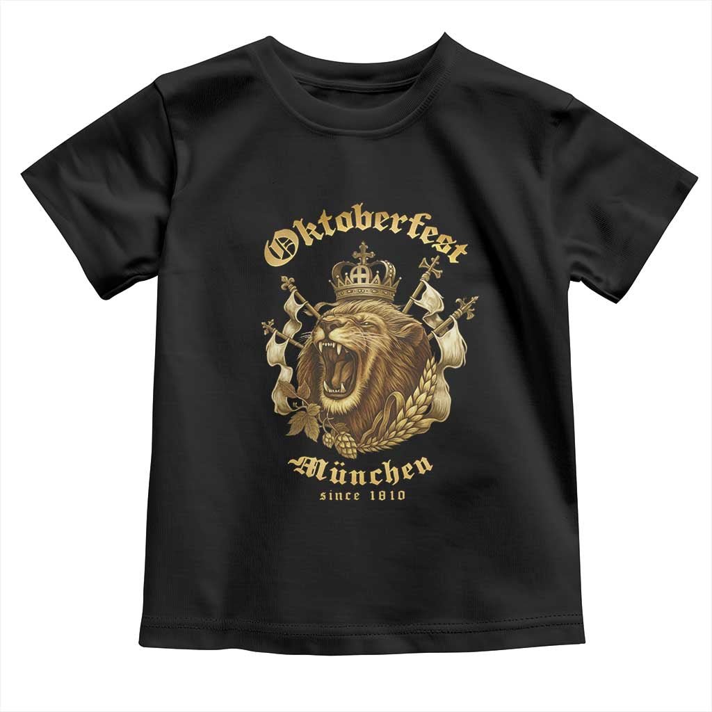 Oktoberfest Munchen Roaring Lion Toddler T Shirt Since 1810 Crown and Beer Weapon TS02 Black Print Your Wear