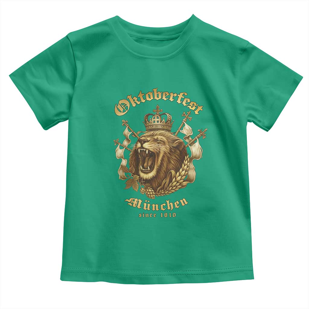 Oktoberfest Munchen Roaring Lion Toddler T Shirt Since 1810 Crown and Beer Weapon TS02 Irish Green Print Your Wear