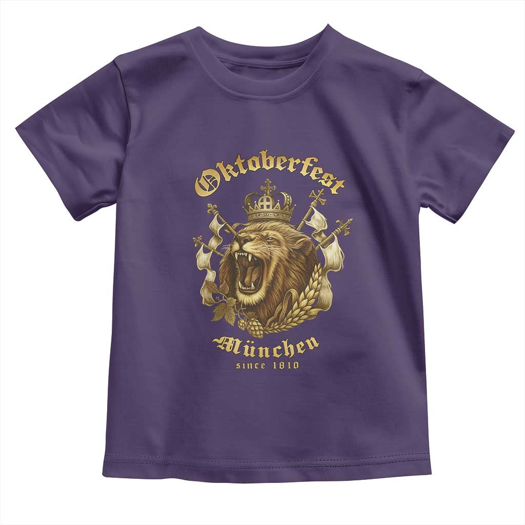 Oktoberfest Munchen Roaring Lion Toddler T Shirt Since 1810 Crown and Beer Weapon TS02 Purple Print Your Wear