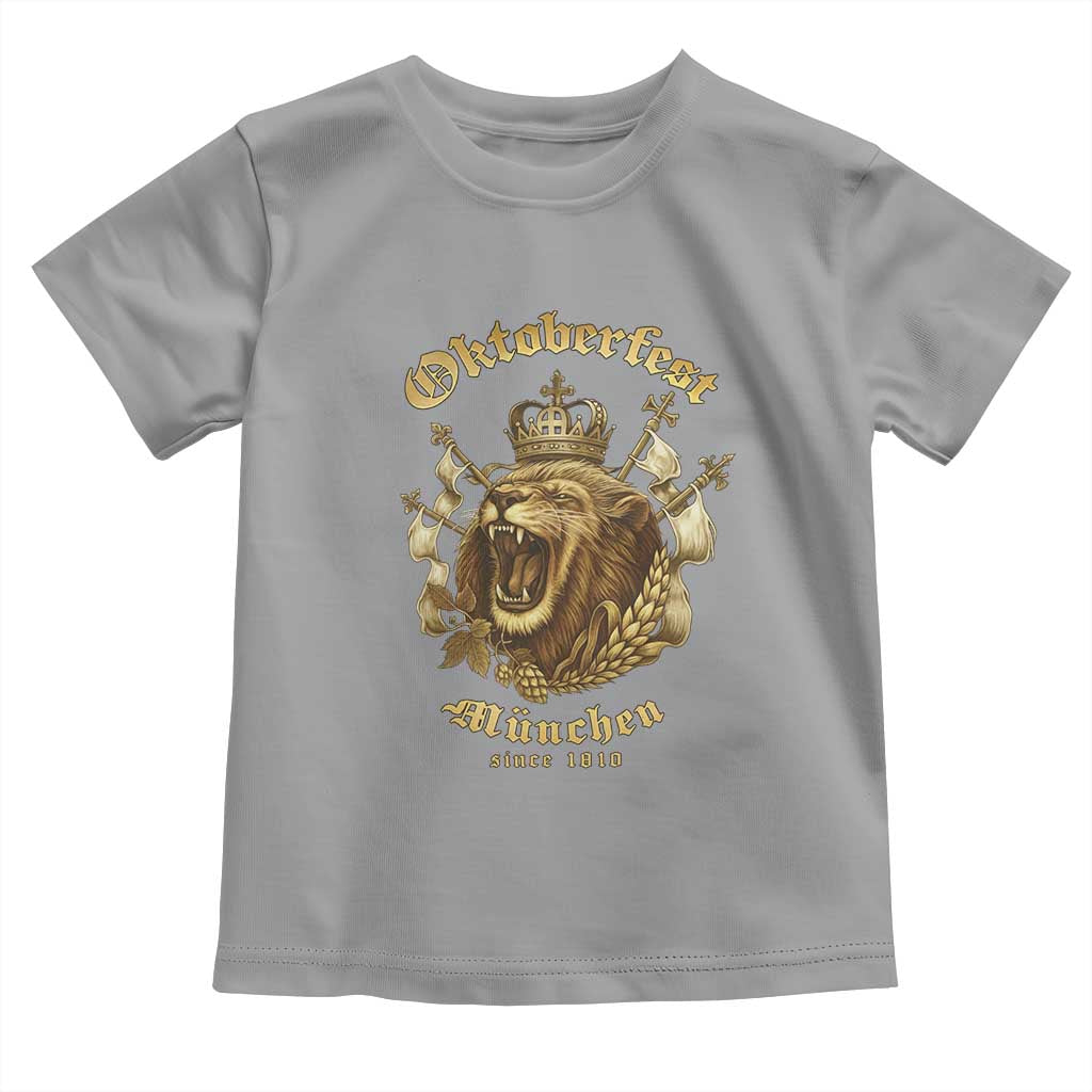 Oktoberfest Munchen Roaring Lion Toddler T Shirt Since 1810 Crown and Beer Weapon TS02 Sport Gray Print Your Wear
