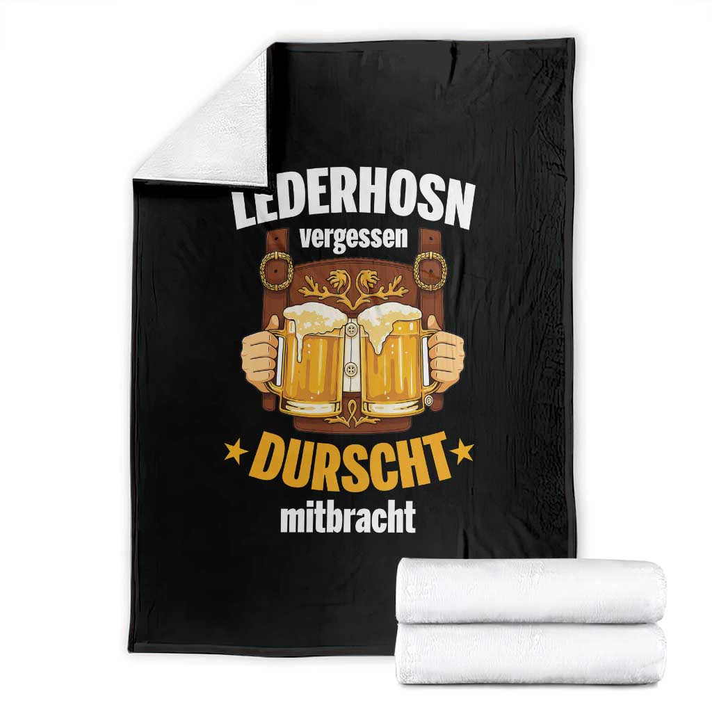 Funny Lederhosen Oktoberfest Beer Drinking Throw Blanket Lederhosn Vergessen Durscht Mitbracht TS02 Black Print Your Wear