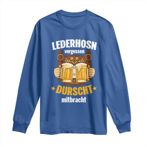 Funny Lederhosen Oktoberfest Beer Drinking Long Sleeve Shirt Lederhosn Vergessen Durscht Mitbracht TS02 Royal Blue Print Your Wear