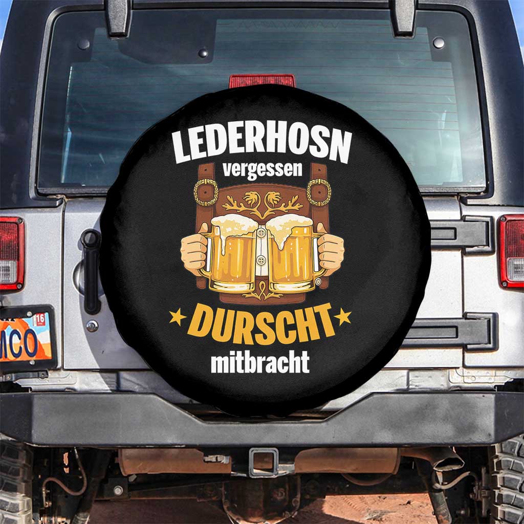 Funny Lederhosen Oktoberfest Beer Drinking Spare Tire Cover Lederhosn Vergessen Durscht Mitbracht TS02 No hole Black Print Your Wear