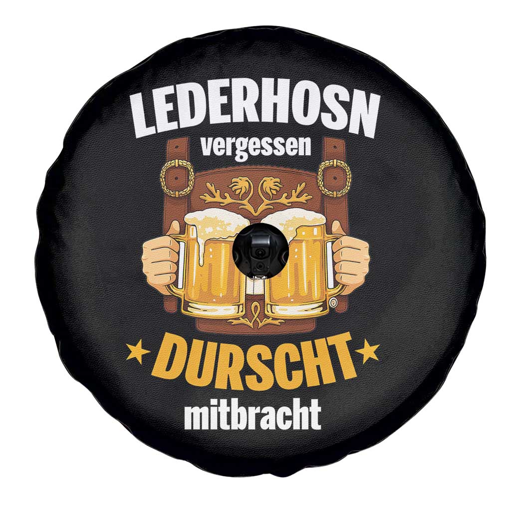 Funny Lederhosen Oktoberfest Beer Drinking Spare Tire Cover Lederhosn Vergessen Durscht Mitbracht TS02 Print Your Wear