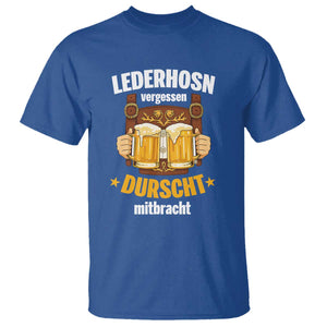 Funny Lederhosen Oktoberfest Beer Drinking T Shirt Lederhosn Vergessen Durscht Mitbracht TS02 Royal Blue Print Your Wear