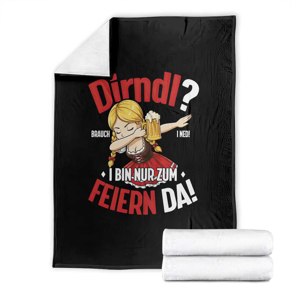 Funny Oktoberfest Dab Girl Throw Blanket Dirndl I Bin Nur Zum Feiern Da Party TS02 Black Print Your Wear