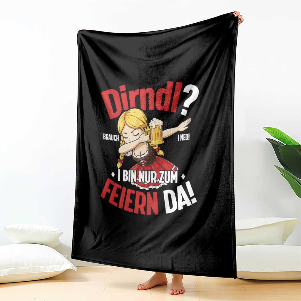 Funny Oktoberfest Dab Girl Throw Blanket Dirndl I Bin Nur Zum Feiern Da Party TS02 Print Your Wear