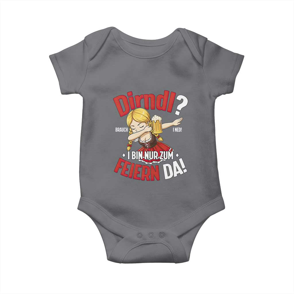 Funny Oktoberfest Dab Girl Baby Onesie Dirndl I Bin Nur Zum Feiern Da Party TS02 Charcoal Print Your Wear