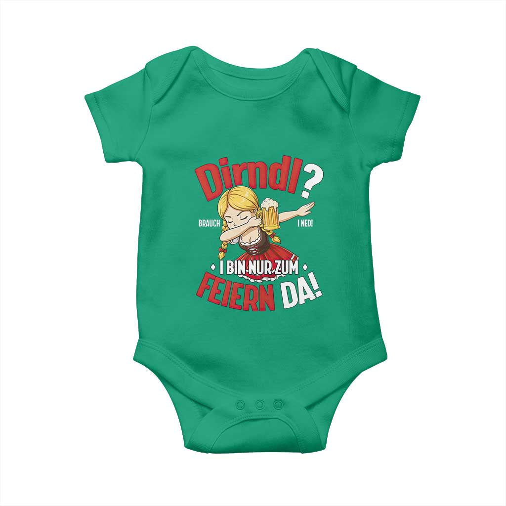 Funny Oktoberfest Dab Girl Baby Onesie Dirndl I Bin Nur Zum Feiern Da Party TS02 Irish Green Print Your Wear
