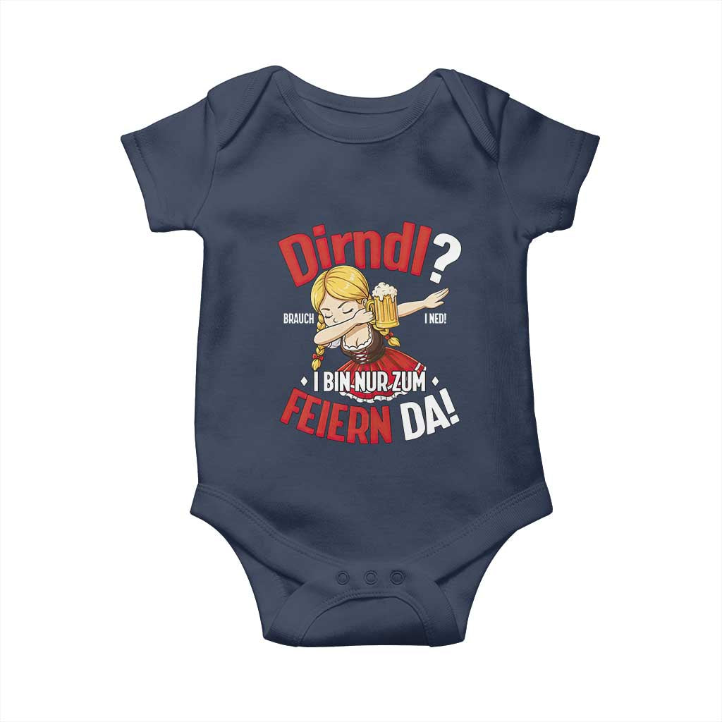 Funny Oktoberfest Dab Girl Baby Onesie Dirndl I Bin Nur Zum Feiern Da Party TS02 Navy Print Your Wear