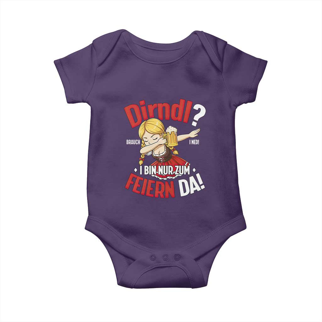 Funny Oktoberfest Dab Girl Baby Onesie Dirndl I Bin Nur Zum Feiern Da Party TS02 Purple Print Your Wear