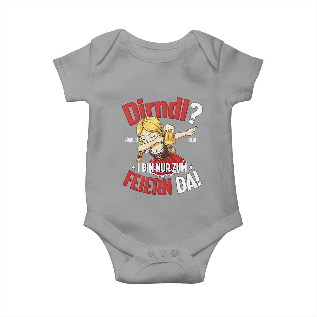 Funny Oktoberfest Dab Girl Baby Onesie Dirndl I Bin Nur Zum Feiern Da Party TS02 Sport Gray Print Your Wear