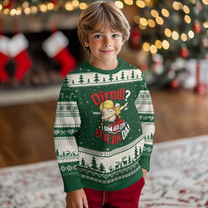 Funny Oktoberfest Dab Girl Ugly Christmas Sweater Dirndl I Bin Nur Zum Feiern Da Party TS02 Forest Green Beige Print Your Wear