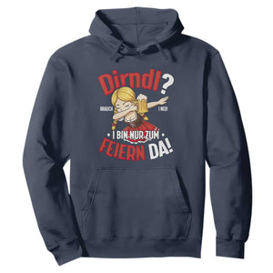 Funny Oktoberfest Dab Girl Hoodie Dirndl I Bin Nur Zum Feiern Da Party TS02 Navy Print Your Wear