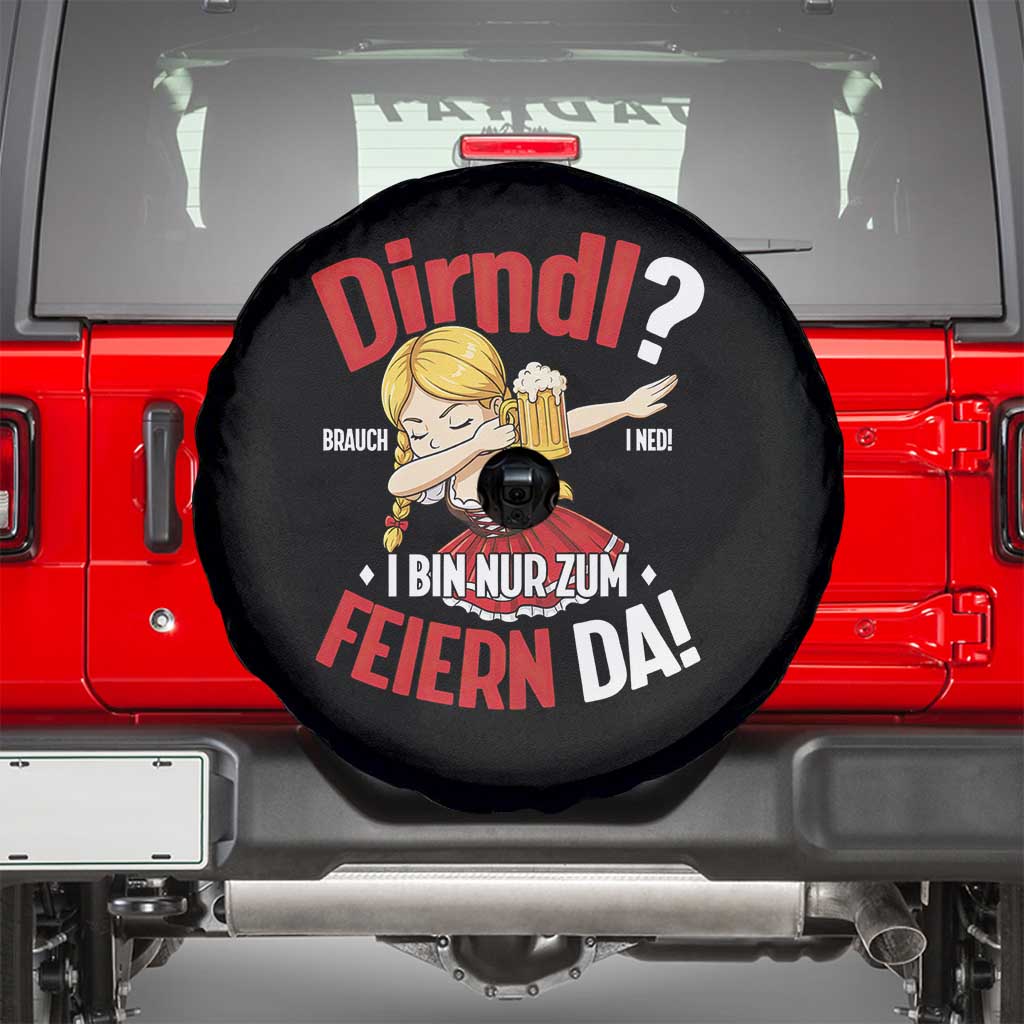 Funny Oktoberfest Dab Girl Spare Tire Cover Dirndl I Bin Nur Zum Feiern Da Party TS02 Black Print Your Wear