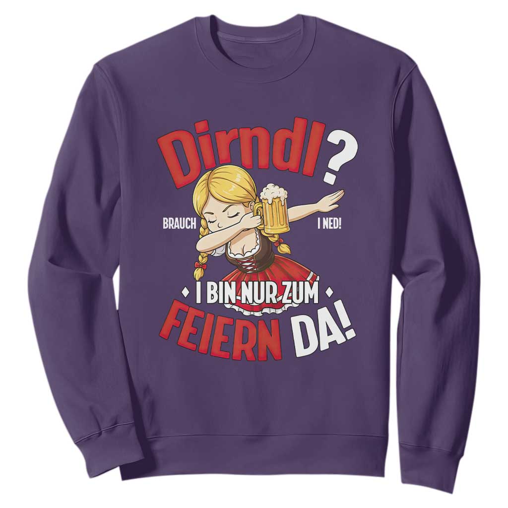Funny Oktoberfest Dab Girl Sweatshirt Dirndl I Bin Nur Zum Feiern Da Party TS02 Purple Print Your Wear