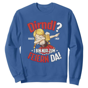 Funny Oktoberfest Dab Girl Sweatshirt Dirndl I Bin Nur Zum Feiern Da Party TS02 Royal Blue Print Your Wear